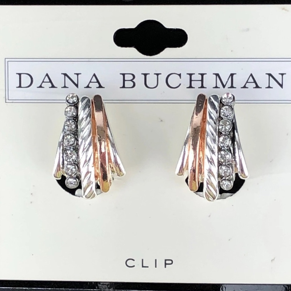 Dana Buchman Silver and Gold Fan Earrings